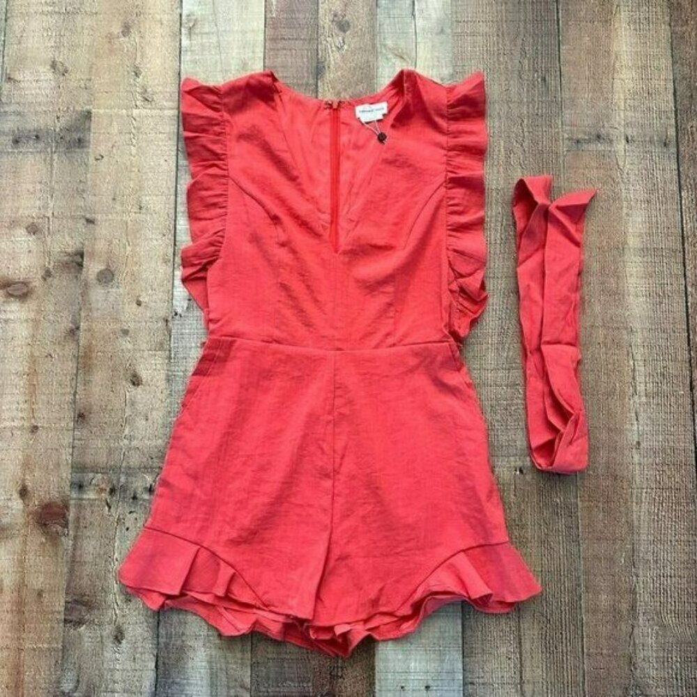 Lovers and Friends coral pink jill romper medium